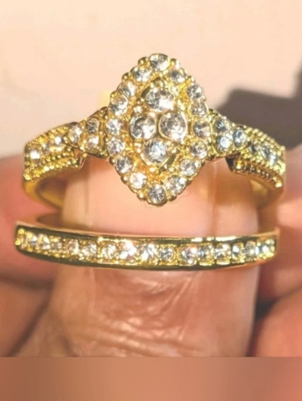 2ct Two Piece Lab Created Engagement Bridal Ring Set 14k Yellow Gold Plated Sz10